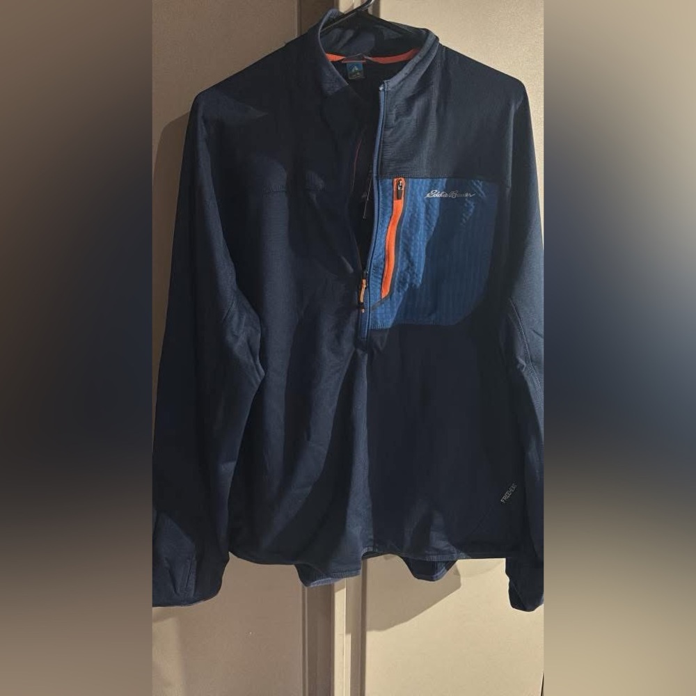 Eddie Bauer Men's Navy Jacket with Orange Zipper